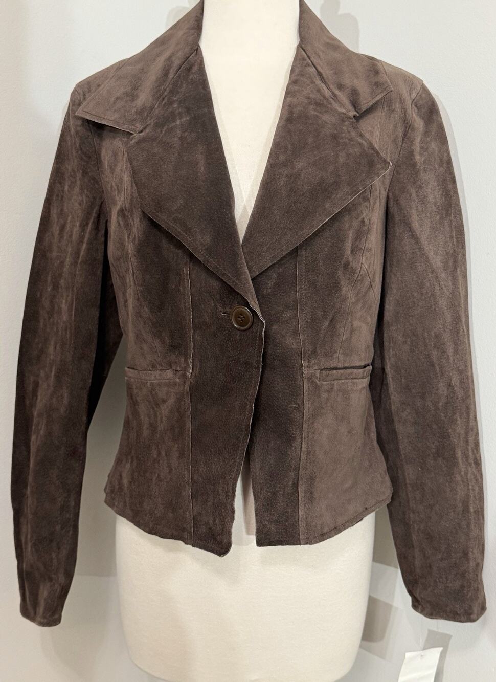 NEW Anne Klein Brown Genuine Leather Suede Jacket VINTAGE Woman’s Size Medium M